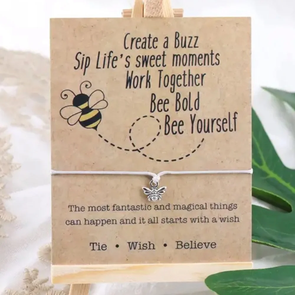 $2 🐝MAKE A WISH CARD BRACELET🐝NEW🐝 $2 WITH ANY $10 ORDER OR MORE - Picture 1 of 5